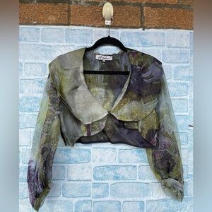 JEFF GALLANO SHEER SLEEVE SHRUG BOLERO SIZE 2/medium